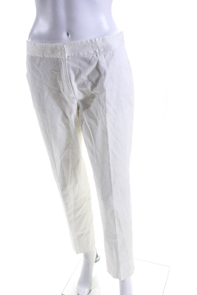 Tory Burch Womens Cotton Buttoned Hook & Eye Straight Leg Pants White Size 6