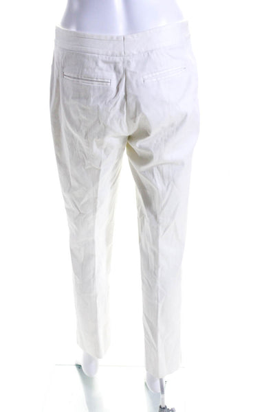 Tory Burch Womens Cotton Buttoned Hook & Eye Straight Leg Pants White Size 6