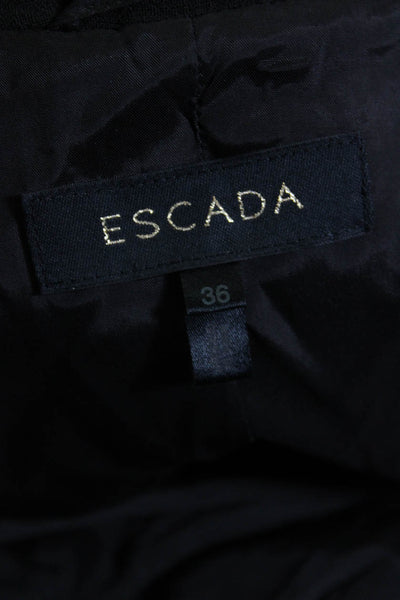 Escada Womens Knee Length Woven 3/4 Sleeve Button Up Jacket Dark Brown EU 36