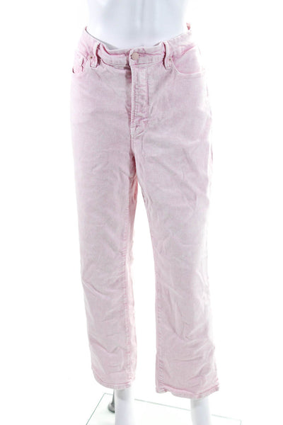 Good American Womens Zipper Fly High Rise Straight Leg Jeans Pink Cotton Size 15