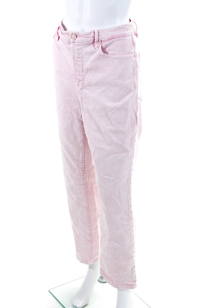 Good American Womens Zipper Fly High Rise Straight Leg Jeans Pink Cotton Size 15