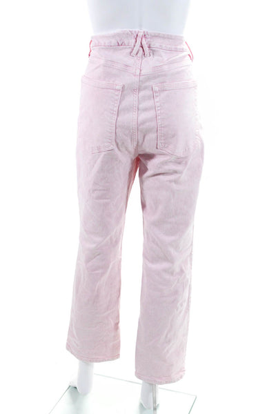 Good American Womens Zipper Fly High Rise Straight Leg Jeans Pink Cotton Size 15