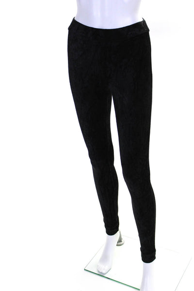 Theory Womens Velvet Elastic Waist Slip-On Skinny Fashion Leggings Black Size P