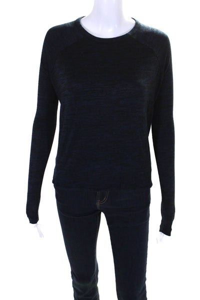 Rag & Bone Jean Womens Round Neck Long Sleeve Pullover Casual Top Navy Size 2XS