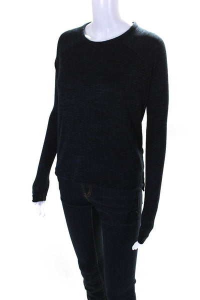 Rag & Bone Jean Womens Round Neck Long Sleeve Pullover Casual Top Navy Size 2XS