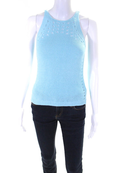 Lily Pulitzer Womens Knitted Round Neck Textured Pullover Tank Top Blue Size 2XS