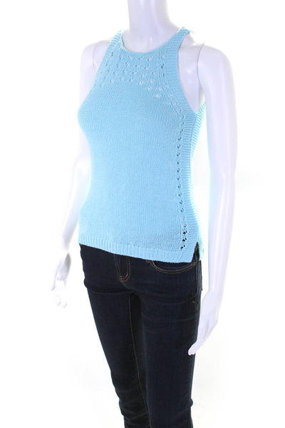 Lily Pulitzer Womens Knitted Round Neck Textured Pullover Tank Top Blue Size 2XS