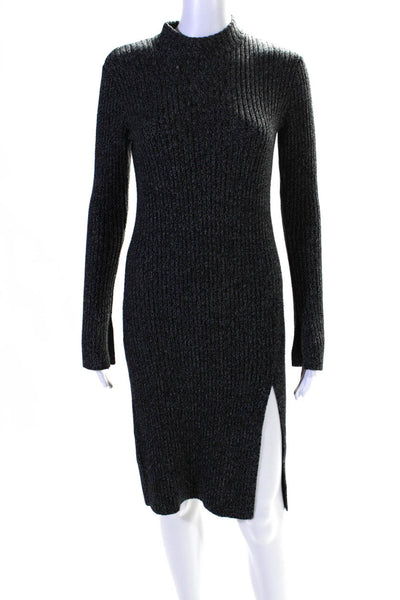 BCBGMAXAZRIA Womens Knit High Neck Long Sleeve Sweater Dress Black Size XS