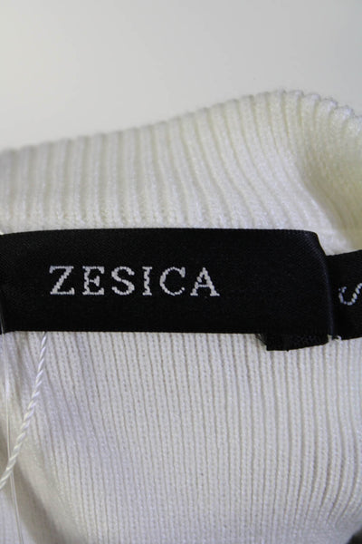 Zesica Womens Short Sleeve Crew Neck Striped Shirt White Black Size Small