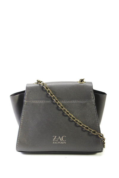 Zac Posen Womens Dark Gray Chain Strap Mini Crossbody Bag Handbag