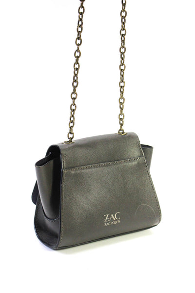 Zac Posen Womens Dark Gray Chain Strap Mini Crossbody Bag Handbag