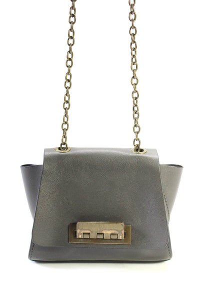 Zac Posen Womens Dark Gray Chain Strap Mini Crossbody Bag Handbag