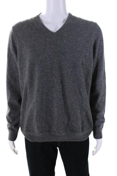 John W. Nordstrom Mens Cashmere Long Sleeves V Neck Sweater Gray Size Extra Larg