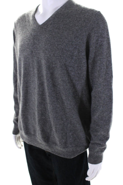 John W. Nordstrom Mens Cashmere Long Sleeves V Neck Sweater Gray Size Extra Larg