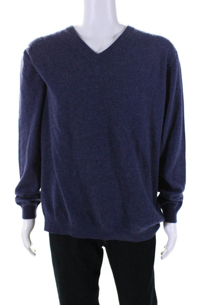 J. Hilburn Mens Cashmere V Neck Long Sleeves Sweater Purple Size Extra Large