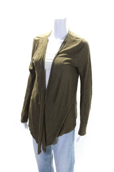 Calypso Saint Barth Women's Long Sleeves Tie Front Blouse Olive Green Size S