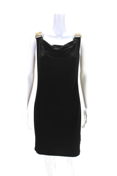 Michael Michael Kors Women's Cowl Neck Gold Strap Mini Dress Black Size XS