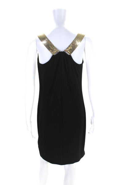 Michael Michael Kors Women's Cowl Neck Gold Strap Mini Dress Black Size XS