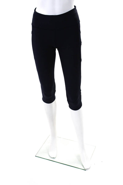 Lululemon Womens Mesh Trim Cropped High Waist Leggings Pants Navy Blue Size 6