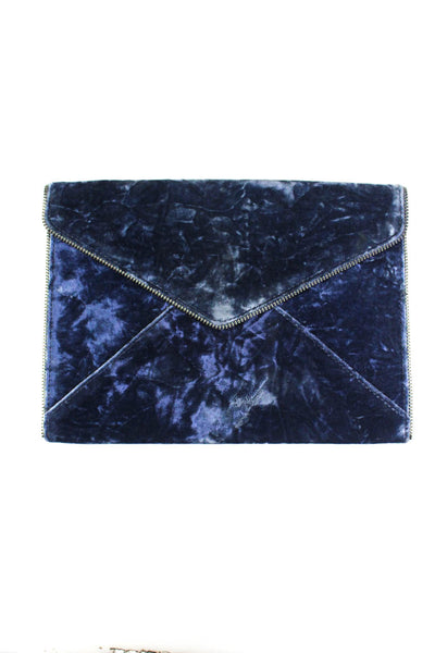 Rebecca Minkoff Womens Velvet Envelope Flat Clutch Handbag Navy Blue