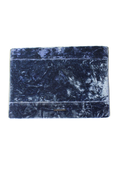 Rebecca Minkoff Womens Velvet Envelope Flat Clutch Handbag Navy Blue