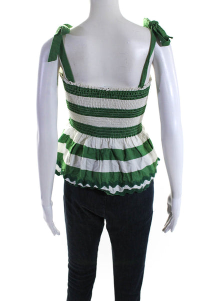 Kate Spade New York Womens Striped Tank Top Green White Cotton Size Extra Small