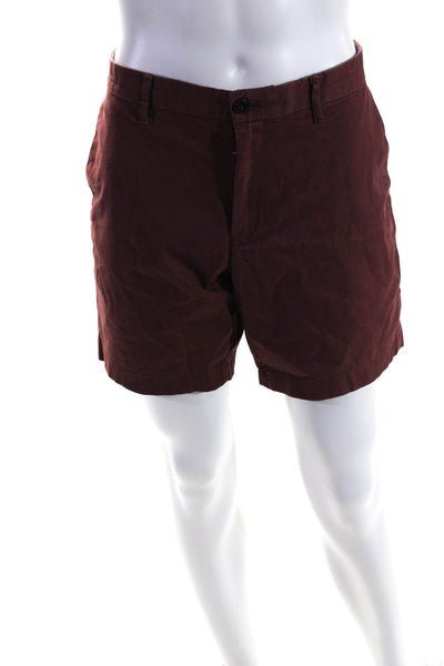 Michael Kors Mens Mid Rise Flat Front Chino Shorts Barbeque Red Cotton Size 34