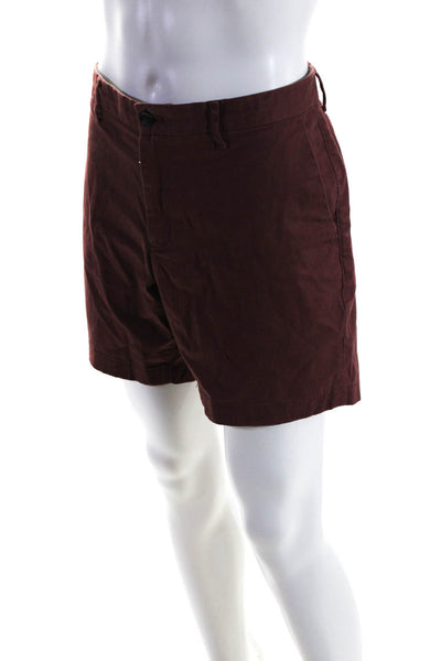 Michael Kors Mens Mid Rise Flat Front Chino Shorts Barbeque Red Cotton Size 34