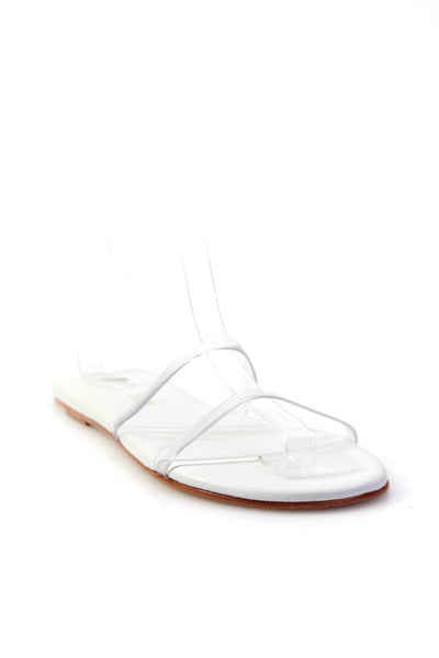 TKEES Womens Plastic Strappy Slide On Casual Sandals White Clear Size 10 B