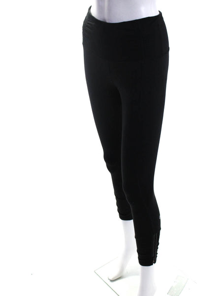 Lululemon Womens Black Printed Pull On Zip Ankle Pants Leggings Size 4