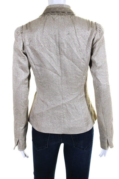 Elie Tahari Womens Woven Trim Long Sleeves Beige Wool Blend Size Extra Small