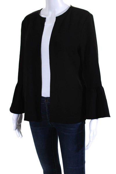 Ganni Womens Long Bell Sleeves Open Front Light Blouse Black Size EUR 36