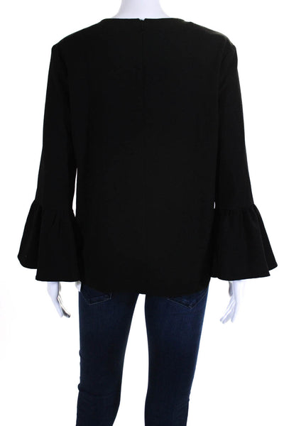 Ganni Womens Long Bell Sleeves Open Front Light Blouse Black Size EUR 36