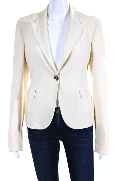 Michael Kors Womens Single Button Blazer Jacket Cream White Wool Size 4