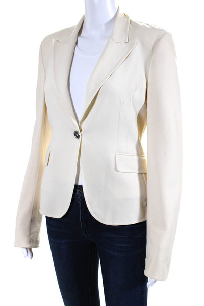 Michael Kors Womens Single Button Blazer Jacket Cream White Wool Size 4