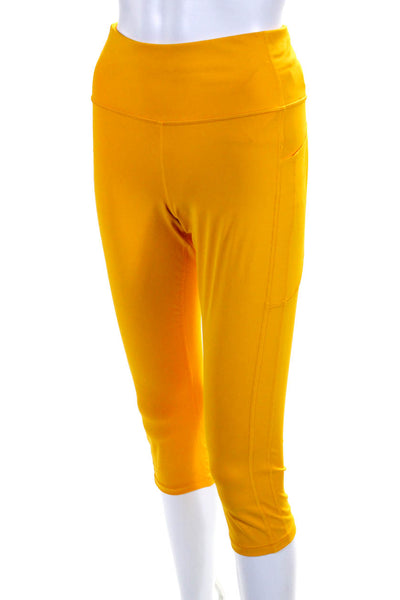 Athleta Womens High Rise Pull On Cropped Leggings Golden Yellow Size Large