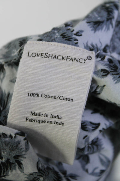 Love Shack Fancy Womens Button Front Ruffled Floral Top White Gray Cotton Size 0