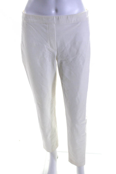 Theory Womens Elastic Waist Flat Front Slip-On Straight Leg Pants White Size 4