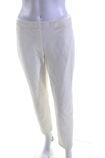 Theory Womens Elastic Waist Flat Front Slip-On Straight Leg Pants White Size 4