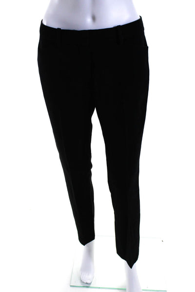 Theory Womens Hook & Eye Zipped Flat Front Straight Leg Dress Pants Black Size 2