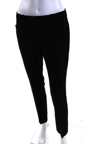 Theory Womens Hook & Eye Zipped Flat Front Straight Leg Dress Pants Black Size 2