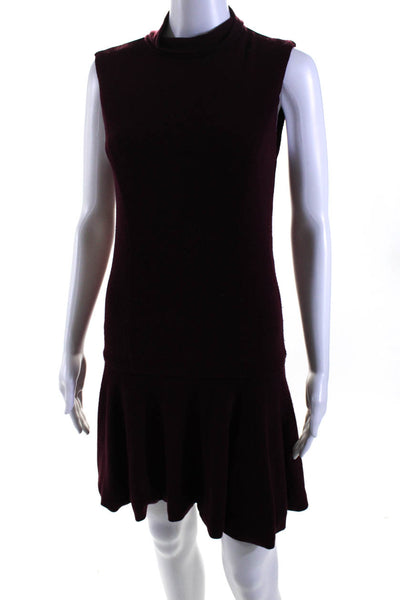 Alice + Olivia Womens Back Zip Sleeveless Mock Neck Knit Dress Purple Size 8