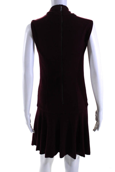 Alice + Olivia Womens Back Zip Sleeveless Mock Neck Knit Dress Purple Size 8