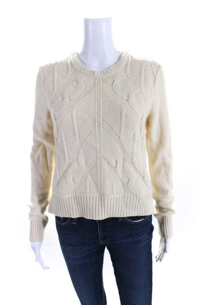 Madewell Womens Merino Wool Knitted Round Neck Long Sleeve Sweater Beige Size M