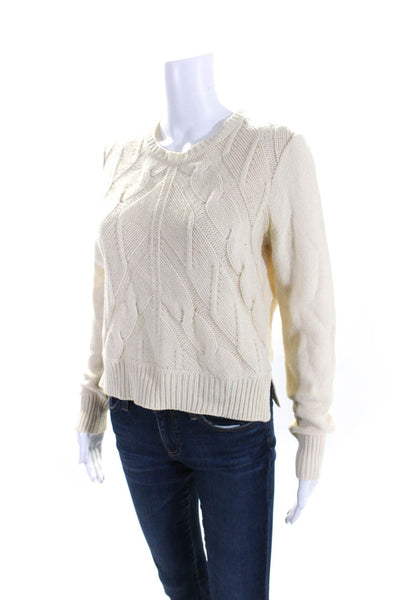 Madewell Womens Merino Wool Knitted Round Neck Long Sleeve Sweater Beige Size M