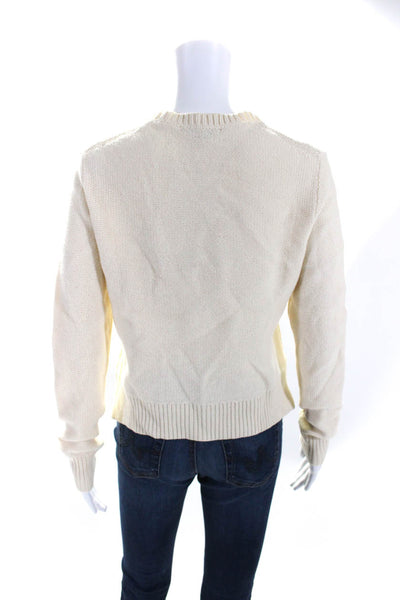 Madewell Womens Merino Wool Knitted Round Neck Long Sleeve Sweater Beige Size M