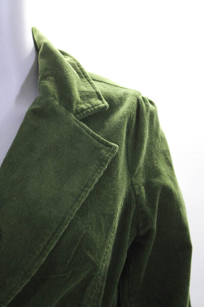 Sugar Lips Womens Corduroy Belted Two Button Collared Jacket Green Size L