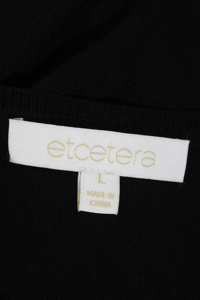 Etcetera Womens Short Sleeves Pullover Crew Neck Sweater Black Size Large