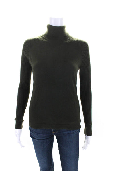 Etcetera Womens Ribbed Long Sleeves Turtleneck Sweater Green Size Small