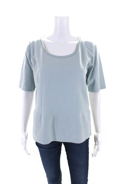 Carlisle Womens Scoop Neck Short Sleeves Pullover Sweater Sky Blue Size Large